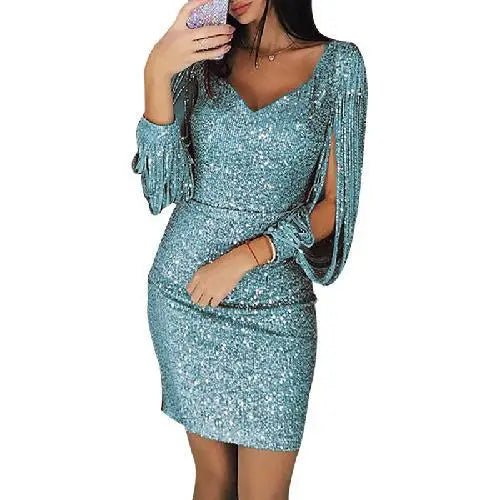 Anika - Kleid - Pailletten Midi - Kleider - Hellgrün - Müller Mode