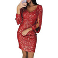 Anika - Kleid - Pailletten Midi - Kleider - Rot - Müller Mode