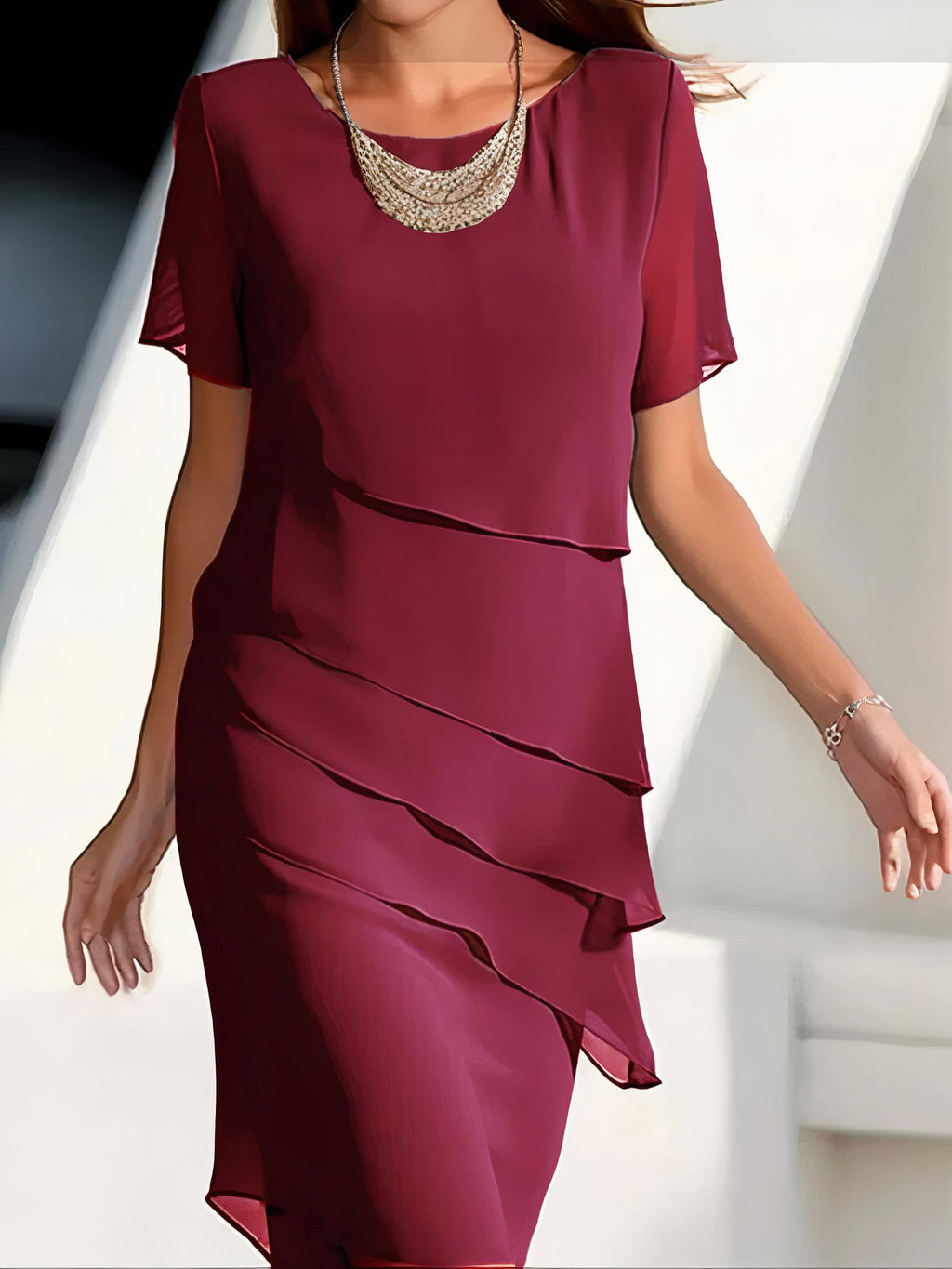 Daria - Plissiertes Chiffonkleid - Hochwertig - Kleider - Rot - Müller Mode