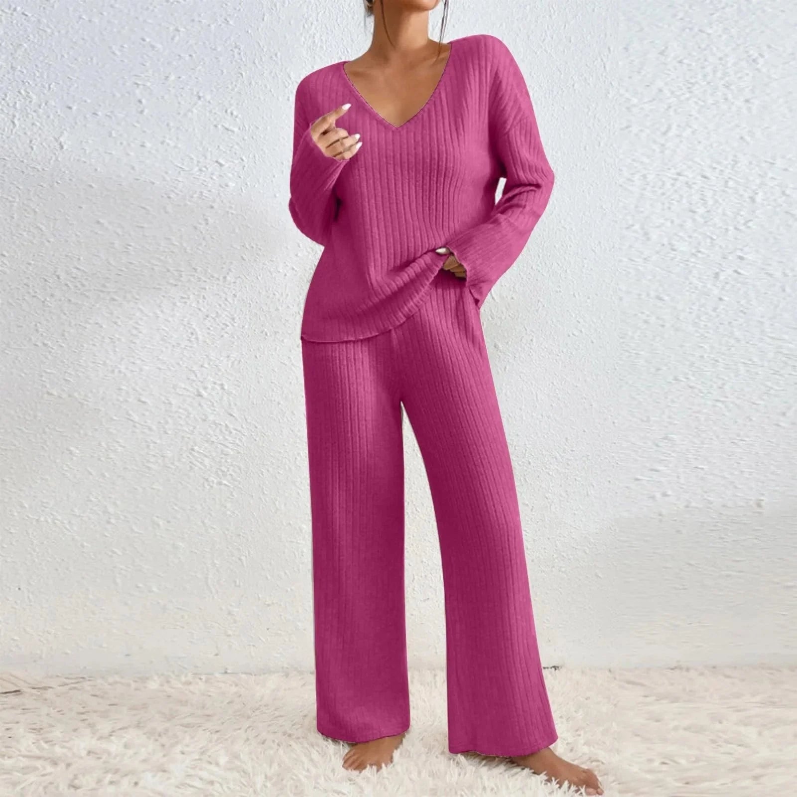 Evangeline - 2 - Teiliges Lounge - Set - Rippmuster - Sets - Rosa - Müller Mode