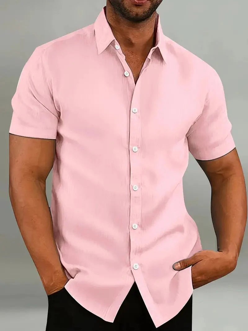 Fritz Kurzarmhemd mit Knopfleiste - Hemden - Rosa - Müller Mode